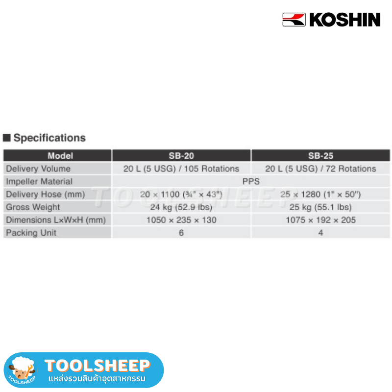 ปั๊มสูบน้ำมัน แบบมือหมุน Koshin รุ่น SB-25