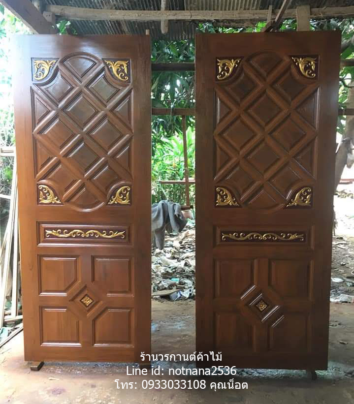 ประตูไม้สักบานคู่เกรดA,B รหัสBB26