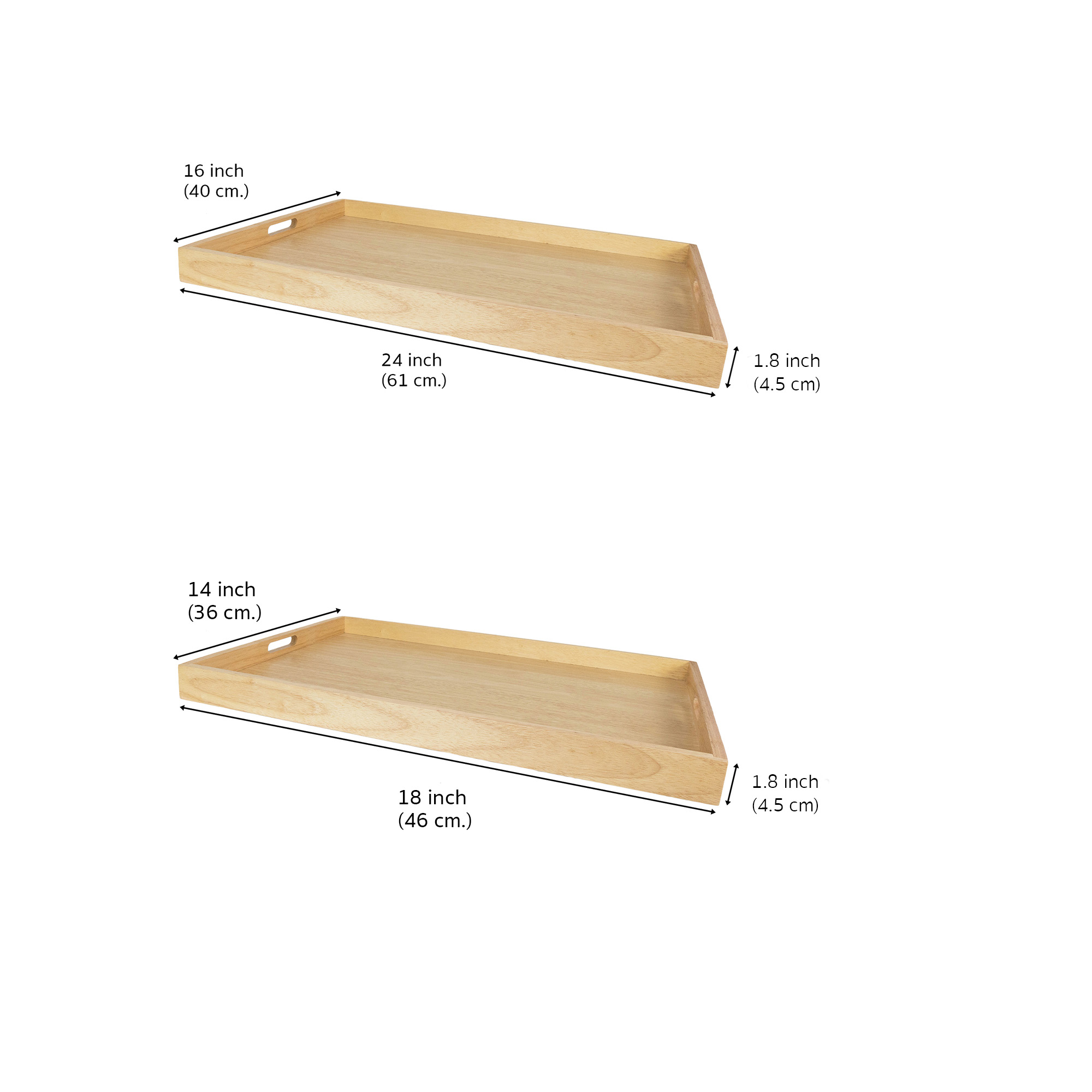 MINIWOOD ถาดเสิร์ฟใหญ่ พื้นหนา ถาดไม้ใหญ่ Wooden Tray ไม้ยางพารา