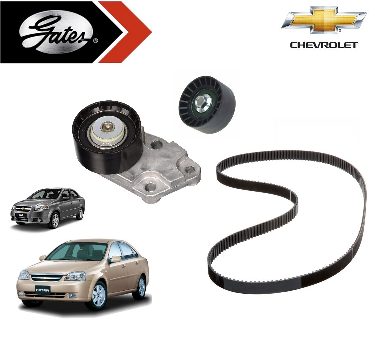 ชุดลูกรอก สายพาน ไทม์มิ่ง aveo อาวีโอ (F14D3) 1.4 ปี 2006 , Optra 1.6 ปี 2003 / Gates timing belt kits