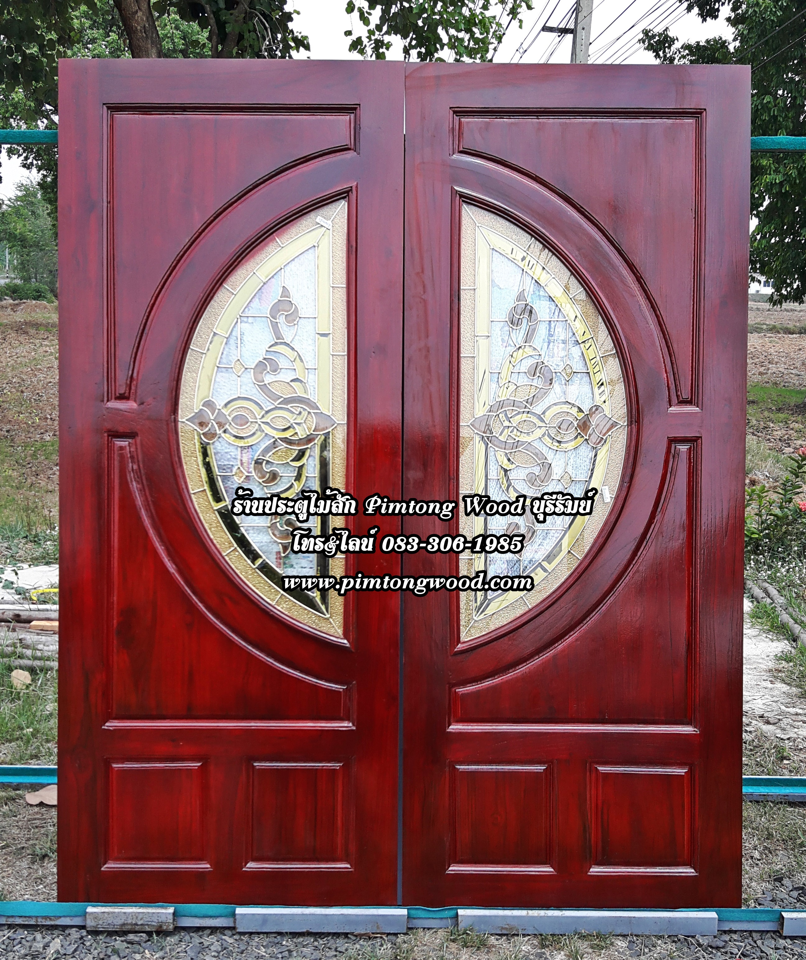 ประตูไม้สักกระจกนิรภัย NPฺK-93