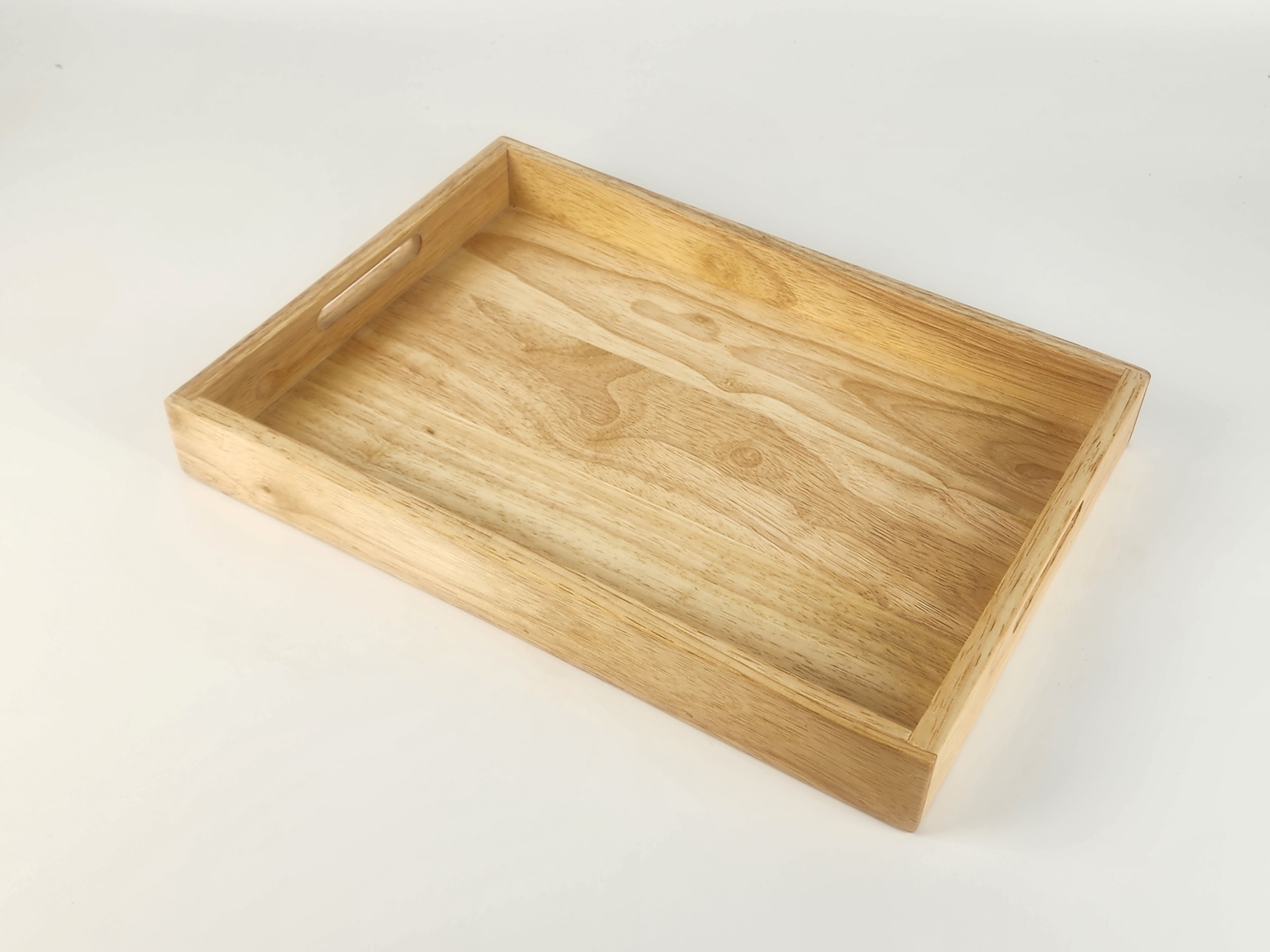 MINIWOOD ถาดเสริฟ พื้นไม้จริง ถาดเสริฟไม้แท้ Wooden Tray ไม้ยางพารา