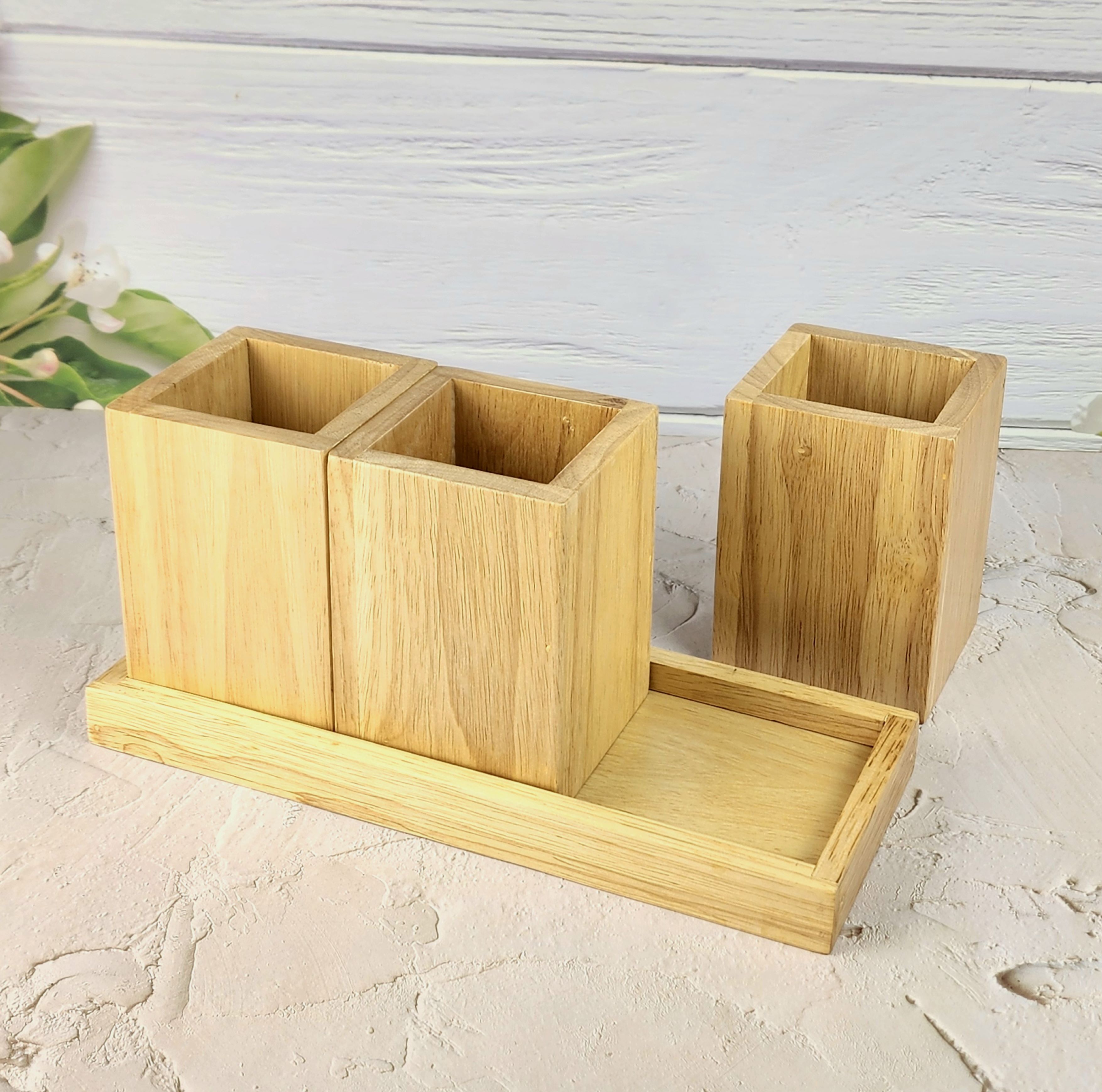 MINIWOOD ชุดกล่องหลอด ขุดกล่องบิล กระติกไม้ 3ใบชุด CANISTER SET