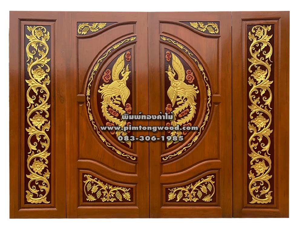 ประตูไม้สัก ชุดบานเลื่่อน 4 ชิ้น - SL-21