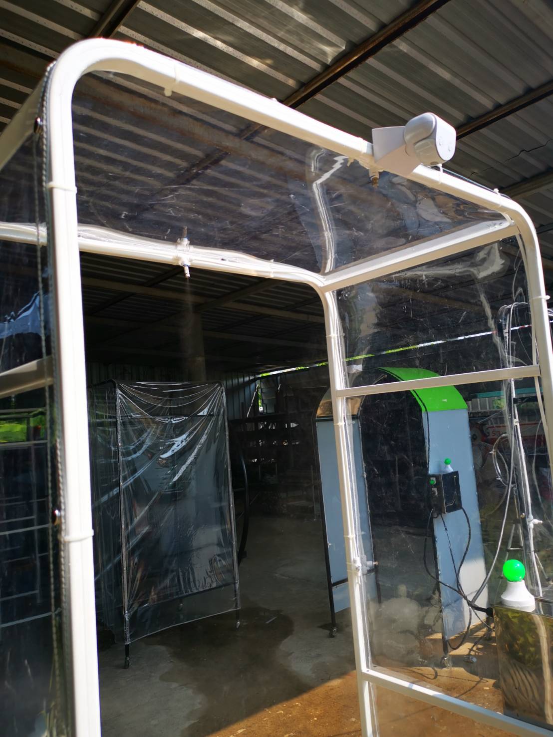 อุโมงค์พ่นฆ่าเชื้อโรคเคลื่อนย้ายได้ โครงสร้างจากเหล็กหุ้มผ้าใบใส