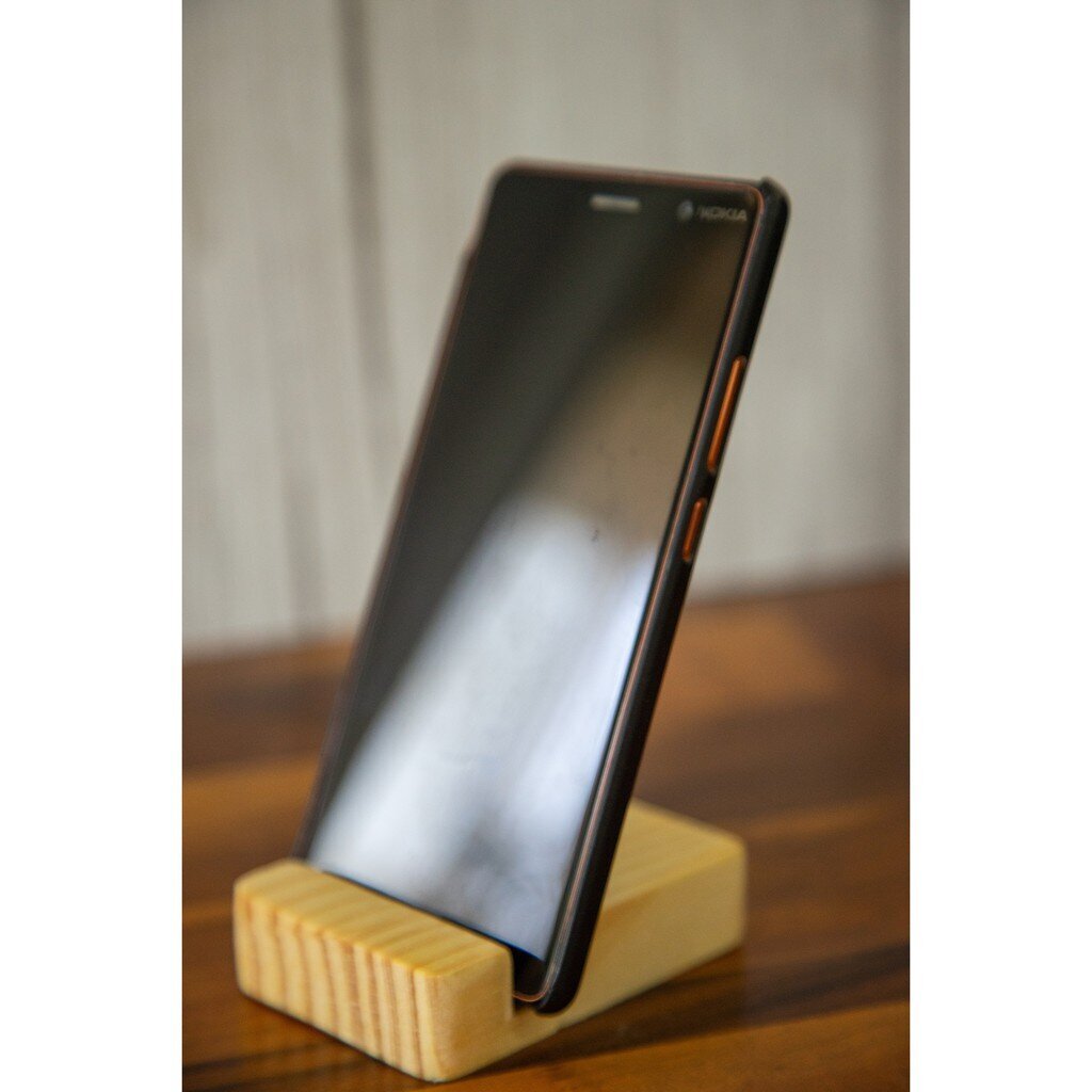 MINIWOOD ที่ตั้งโทรศัพท์ ที่วางโทรศัพท์ ขาตั้งโทรศัพท์ ไม้สน Phone stand 6x9 เซนติเมตร