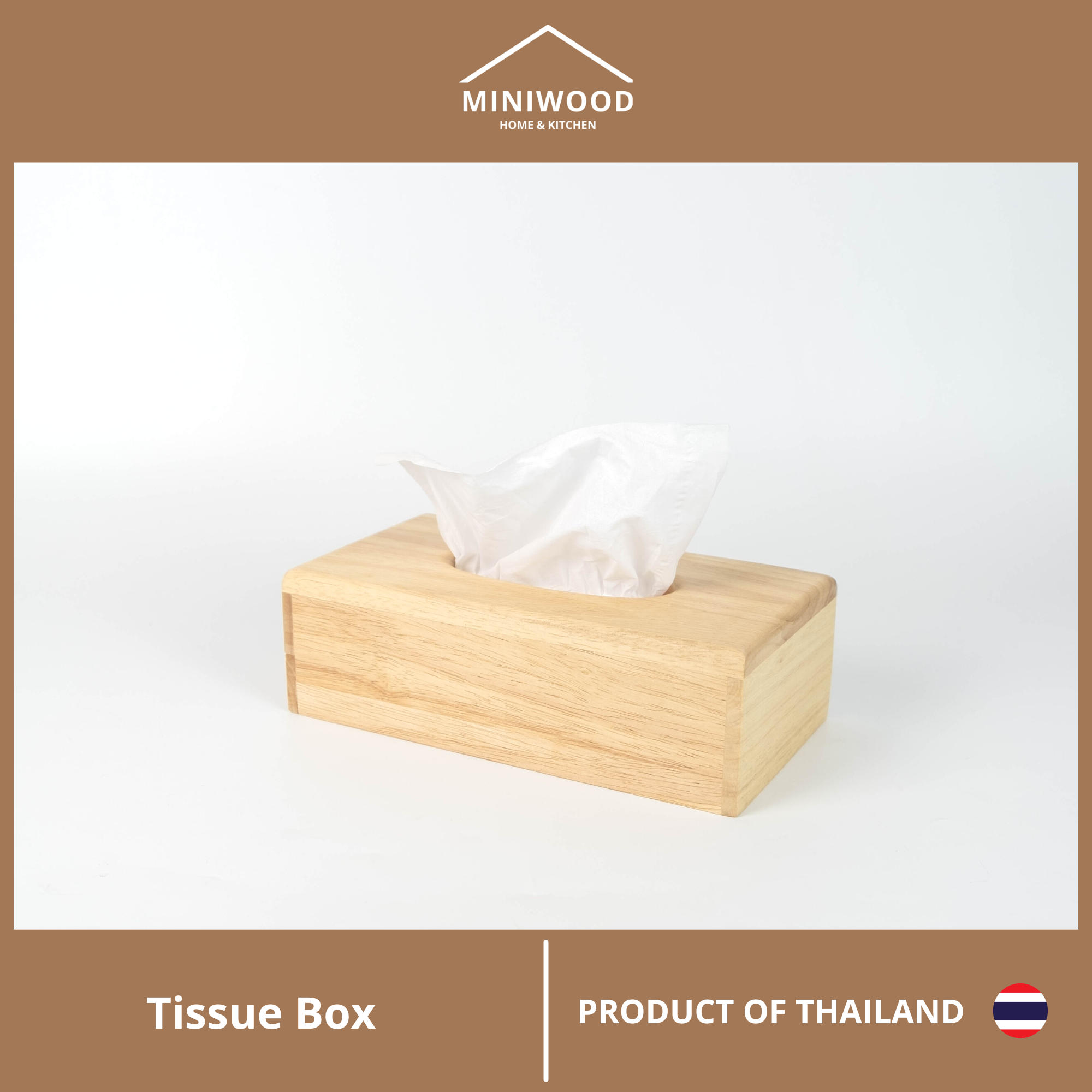 MINIWOOD กล่องทิชชู่ บาง กล่องใส่ทิชชู่ซองพลาสติก กล่องทิชชู่เช็ดหน้า 100 แผ่น Tissue Holder ผลิตจากไม้