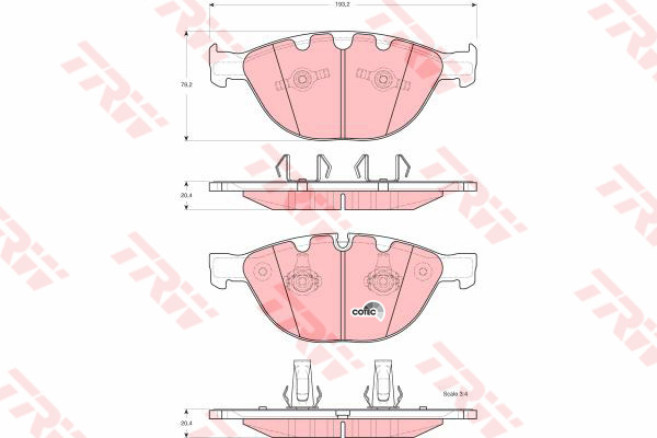 ผ้าเบรค TRW ล้อหน้า BMW Series M M5 (E60) ปี 2004 on COTEC (GDB1558)