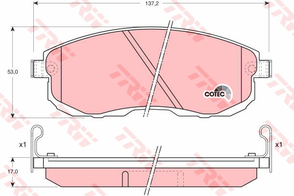 ผ้าเบรค TRW ล้อหน้า NISSAN Cefiro (A33) 2.0 , 3.0 VQ ปี 2002 - 2004 DTEC (GDB1003)