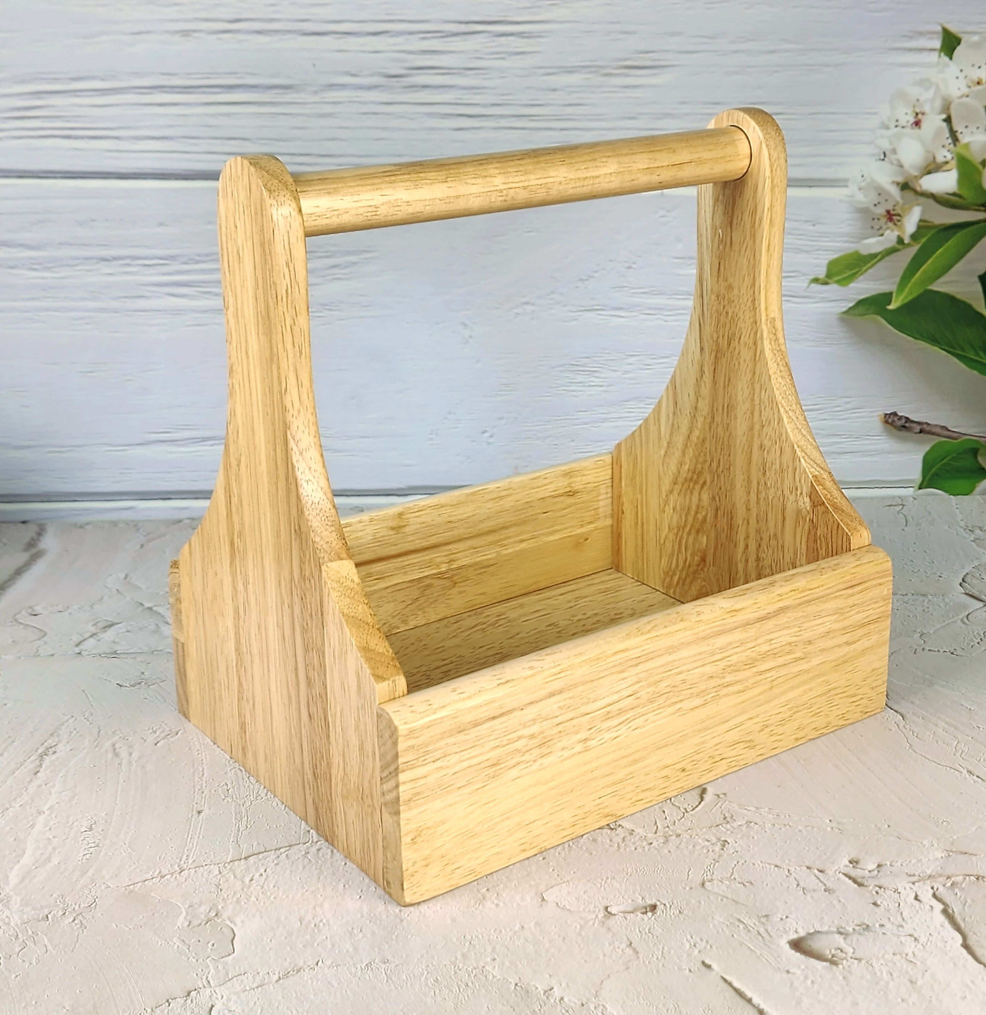 MINIWOOD ตะกร้า ทรงเตี้ย ตระกร้าไม้ ใส่เครื่องปรุง Wooden Basket