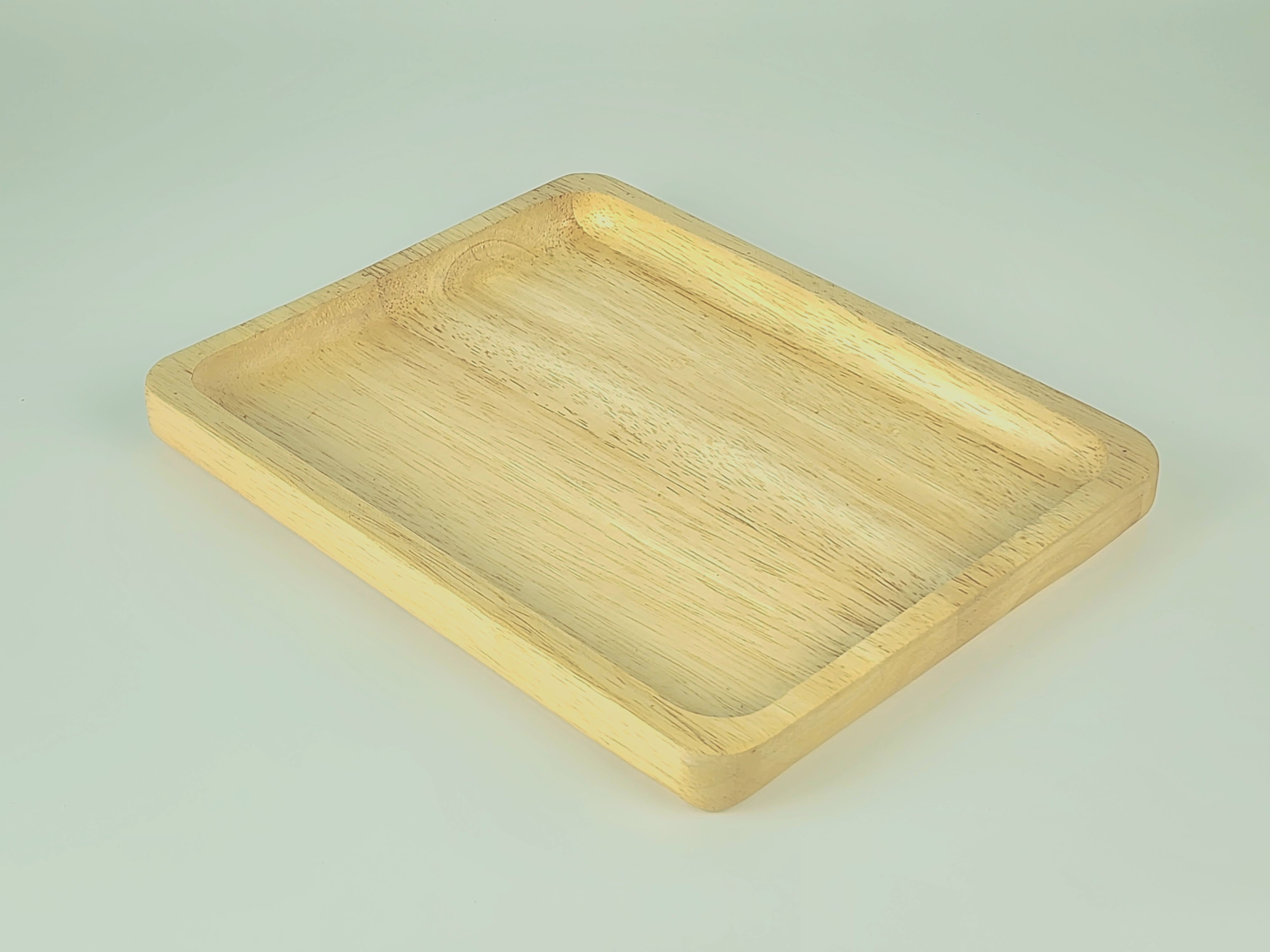 MINIWOOD จานเค้ก จานไม้ 7x9นิ้ว จานไม้ใส่อาหาร ถาดไม้ Food grade Wooden plate ไม้ยางพารา
