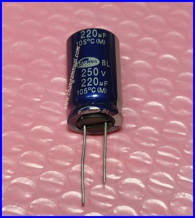 คาปา 220uf250v ยี่ห้อ Samwha 18x30 มิล 105องศา สินค้าชิ้นละ