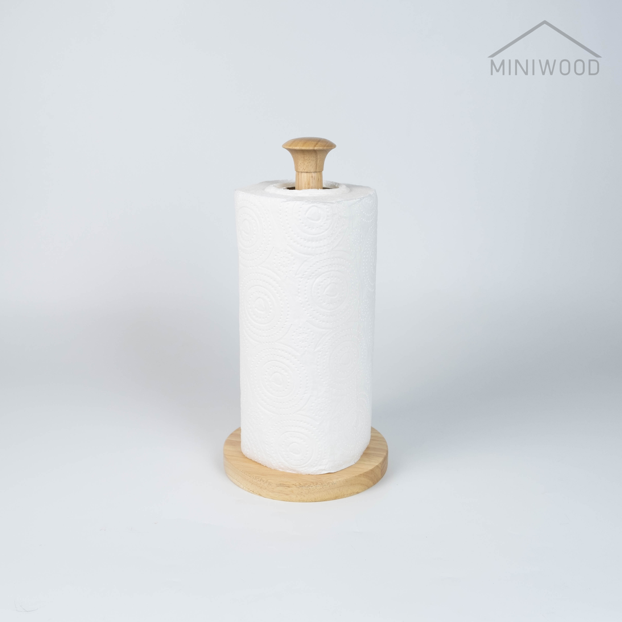 MINIWOOD แท่นกระดาษอเนกประสงค์ แท่นทิชชู่ม้วนยาว เสากระดาษอเนกประสงค์ Tissue Holder ผลิตจากไม้จริง (ลูกค้าประกอบสินค้าเอง)