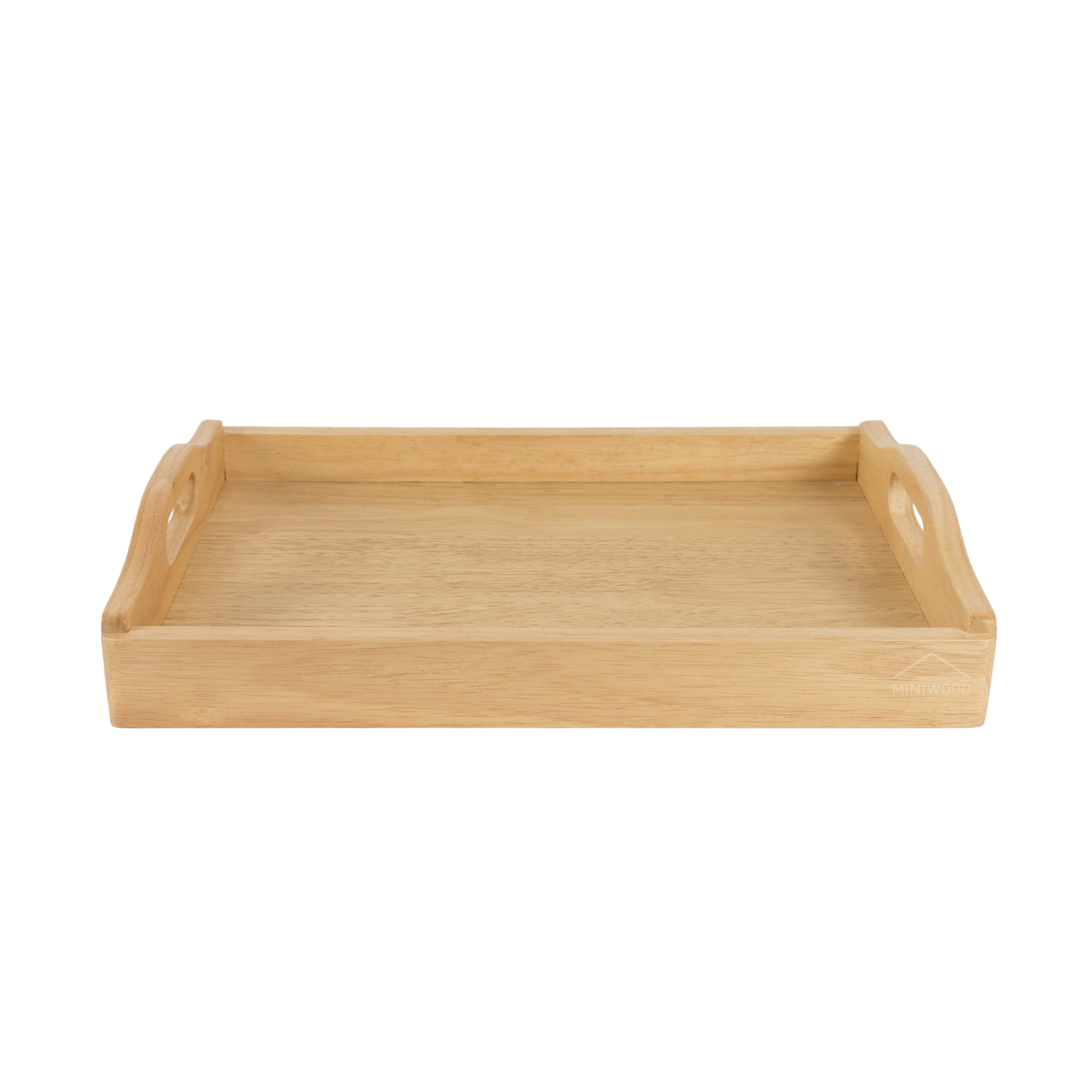 MINIWOOD ถาดเสิร์ฟ หูจับโค้ง ถาดไม้ Wooden Tray ไม้ยางพารา