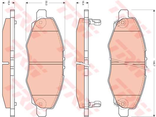 ผ้าเบรค หน้า TRW - Toyota Innova 2.0 และ 2.5 ปี 2004 on DTEC (GDB3427)