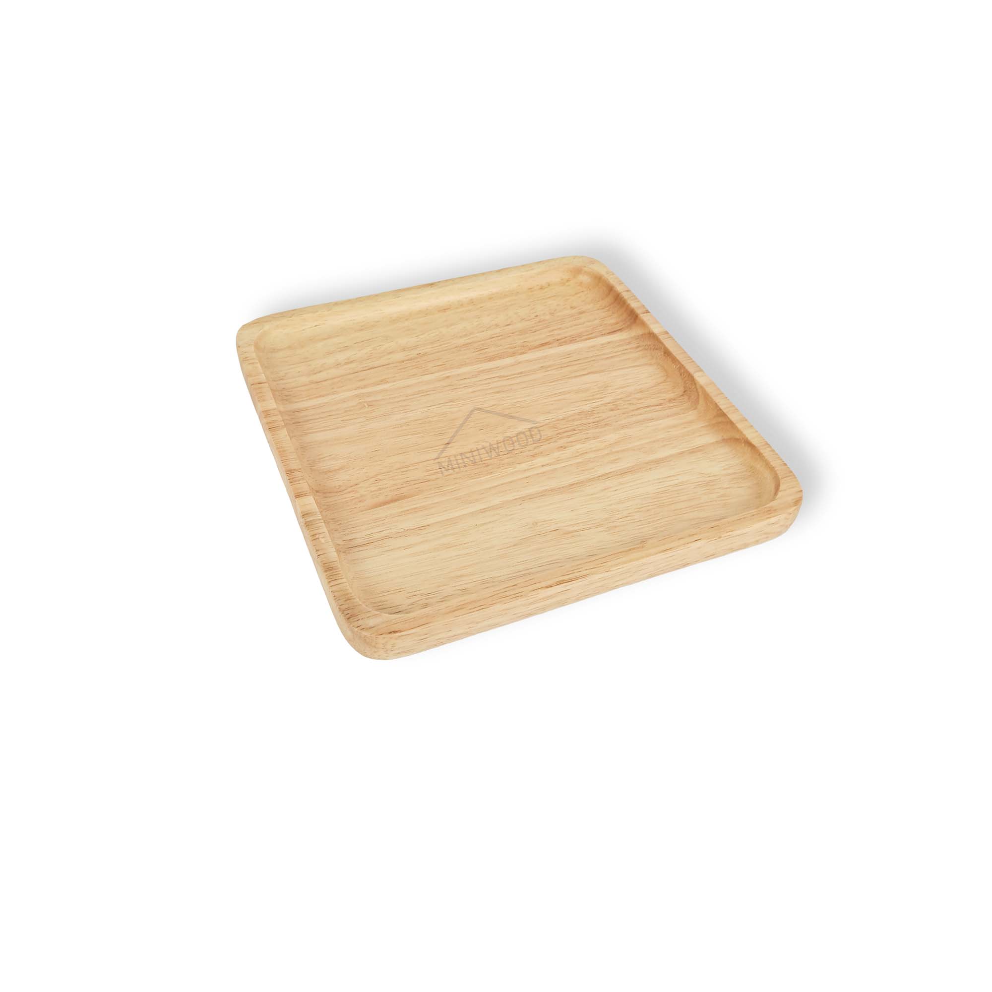 MINIWOOD จานไม้ สี่เหลี่ยมจัตุรัส จานไม้ใส่อาหาร ถาดไม้ Wooden plate ไม้ยางพารา