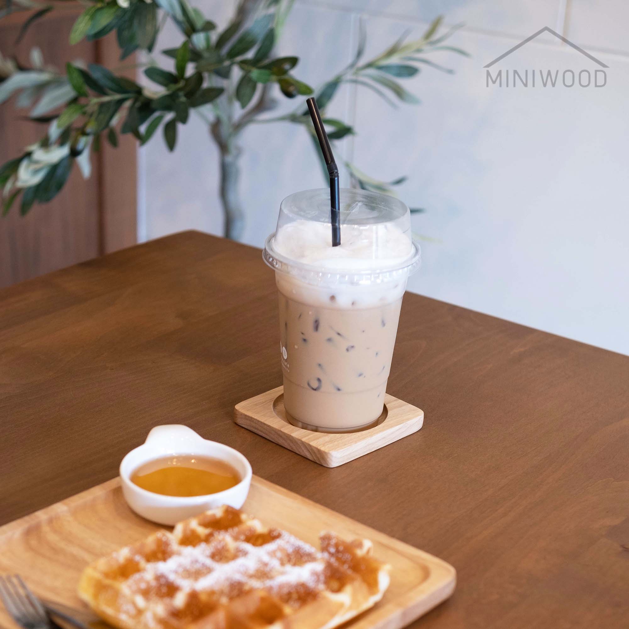 MINIWOOD จานรองแก้ว Wooden Coaster ผลิตจากไม้ยางพารา