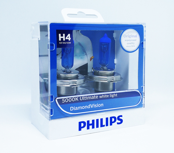 หลอดไฟรถยนต์ Philips H4 Diamond Vision 12V 60/55W แพ๊คคู่