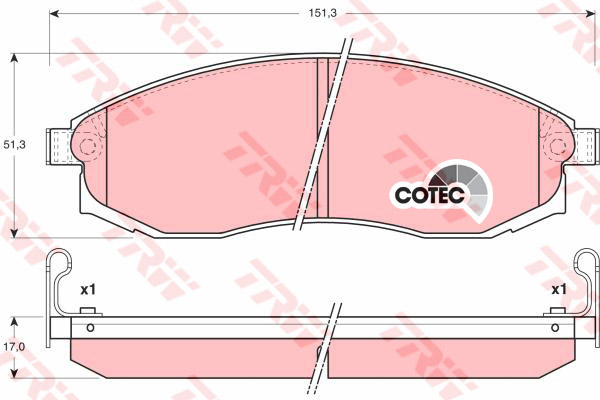 ผ้าเบรค หน้า TRW - MITSUBISHI Strada Grandis 2.8 D ปี 2003-2005 UTEC (GDB3124)