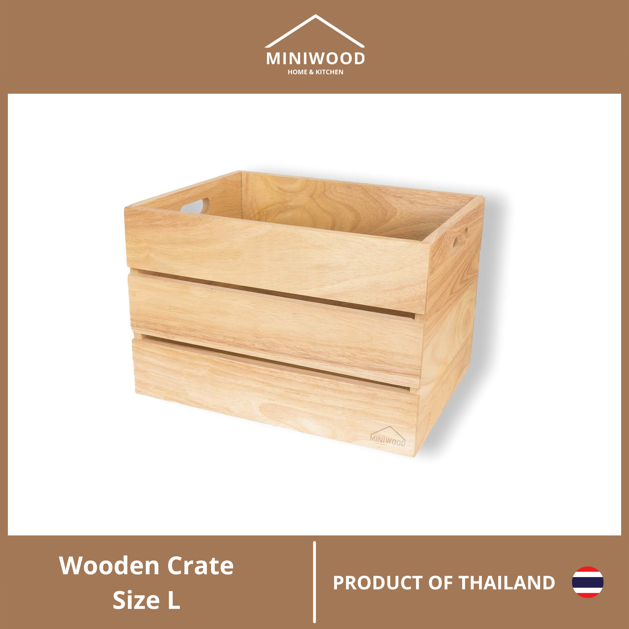 MINIWOOD ลังไม้ กล่องไม้ wooden box ชั้นวางของ DIY ไม้ยางพารา size L 23 X 27 X 35.5 ซม.