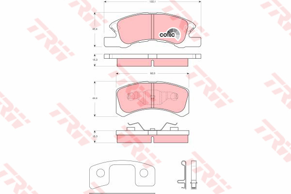 ผ้าเบรค TRW (หน้า) MITSUBISHI Attrage 1.2 ปี 2013 DTEC