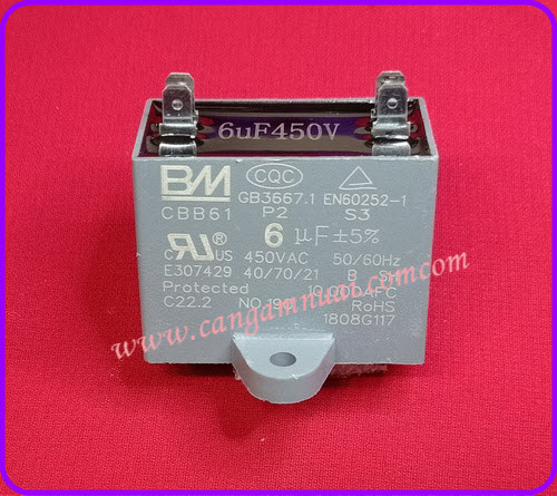 C 6UF450V คาปาซิสเตอร์พัดลม คาปาใส่เครื่องรั้วไฟฟ้า เครื่องซักผ้า