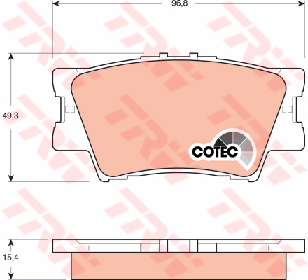 ผ้าเบรคหลัง Camry ACV40 2.0 และ 2.4 ปี 2007-2012 (TRW-DTEC)