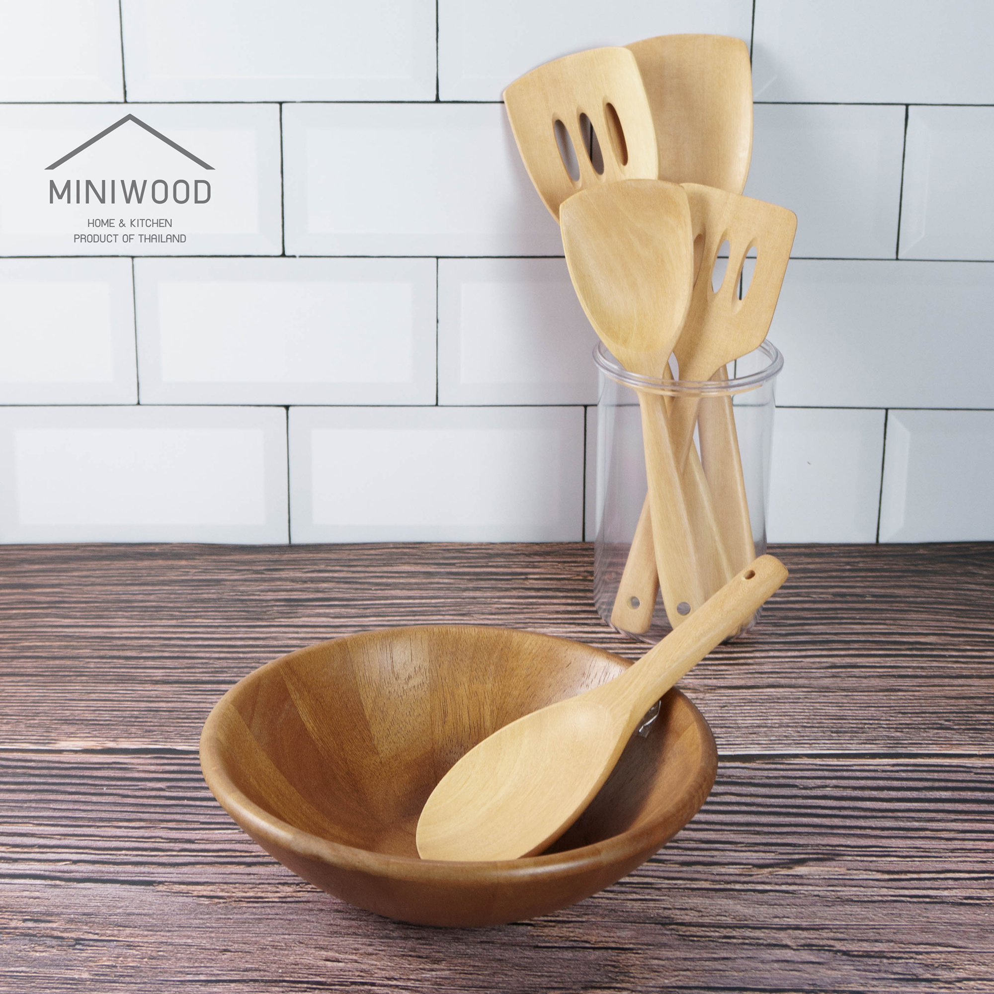 MINIWOOD ตะหลิว ทัพพีไม้ ไม้พาย Wooden Turner ป้องกันกระทะเป็นรอย