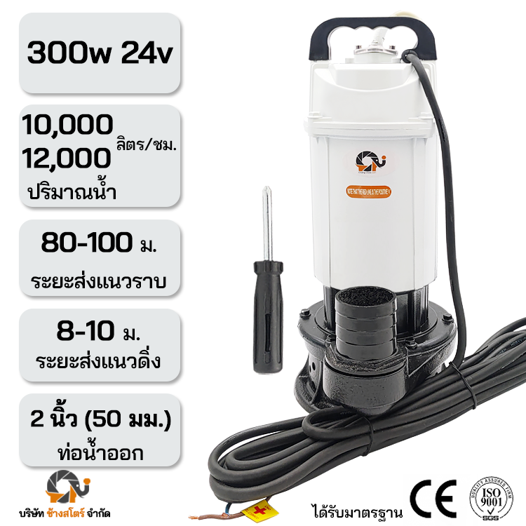 ปั๊มไดโว่ บัสเลส 300W 24V ท่อ 2 นิ้ว โซล่าเซลล์