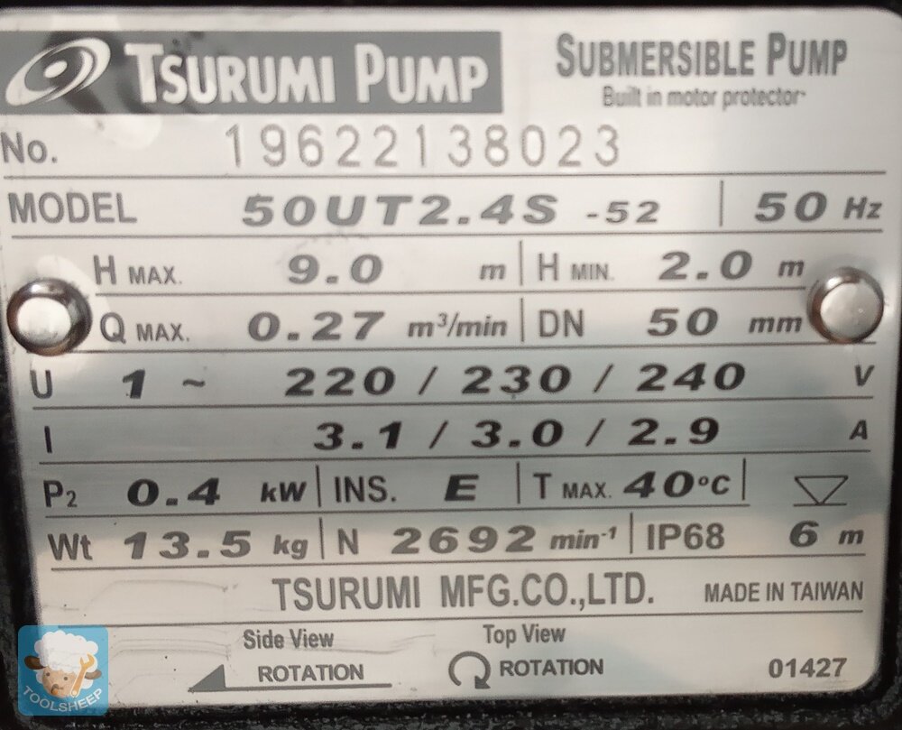 ปั๊มแช่ TSURUMI รุ่น 50UT2.4S