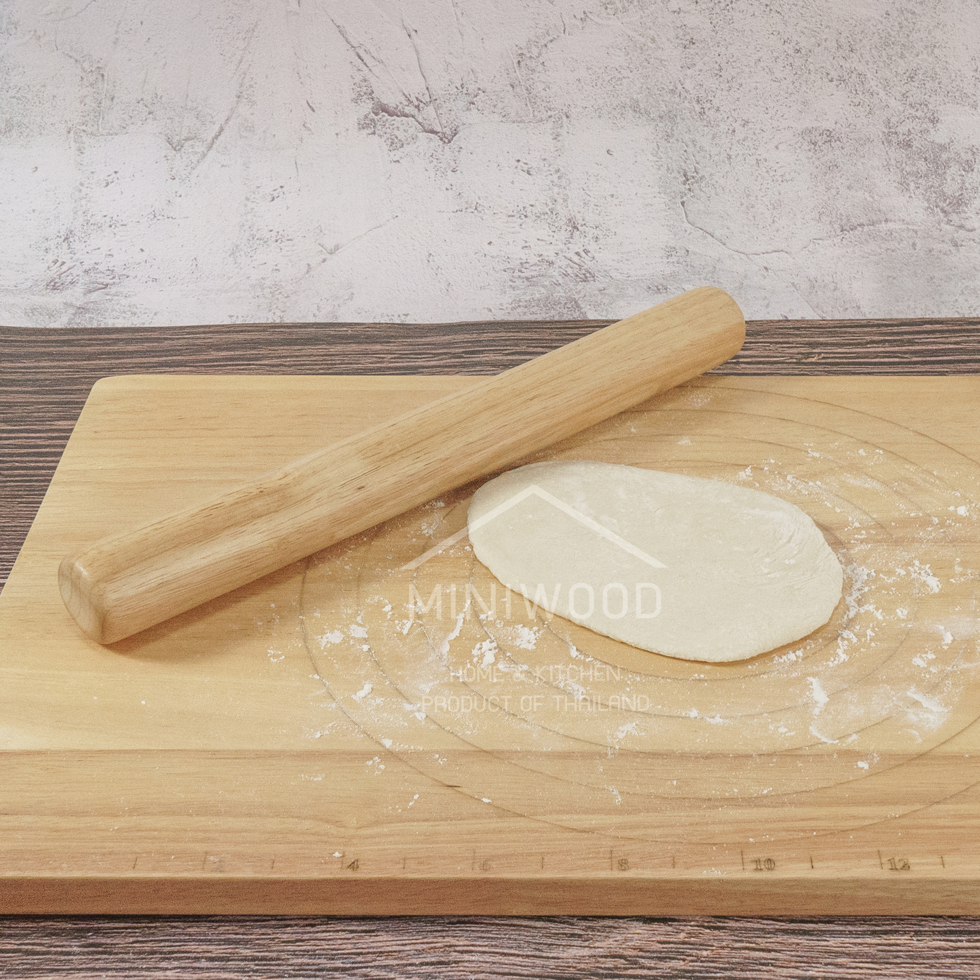MINIWOOD ไม้คลึงแป้ง ใหญ่ ไม้นวดแป้ง อุปกรณ์เบเกอรี่ Straight Rolling Pin 4 ซม.