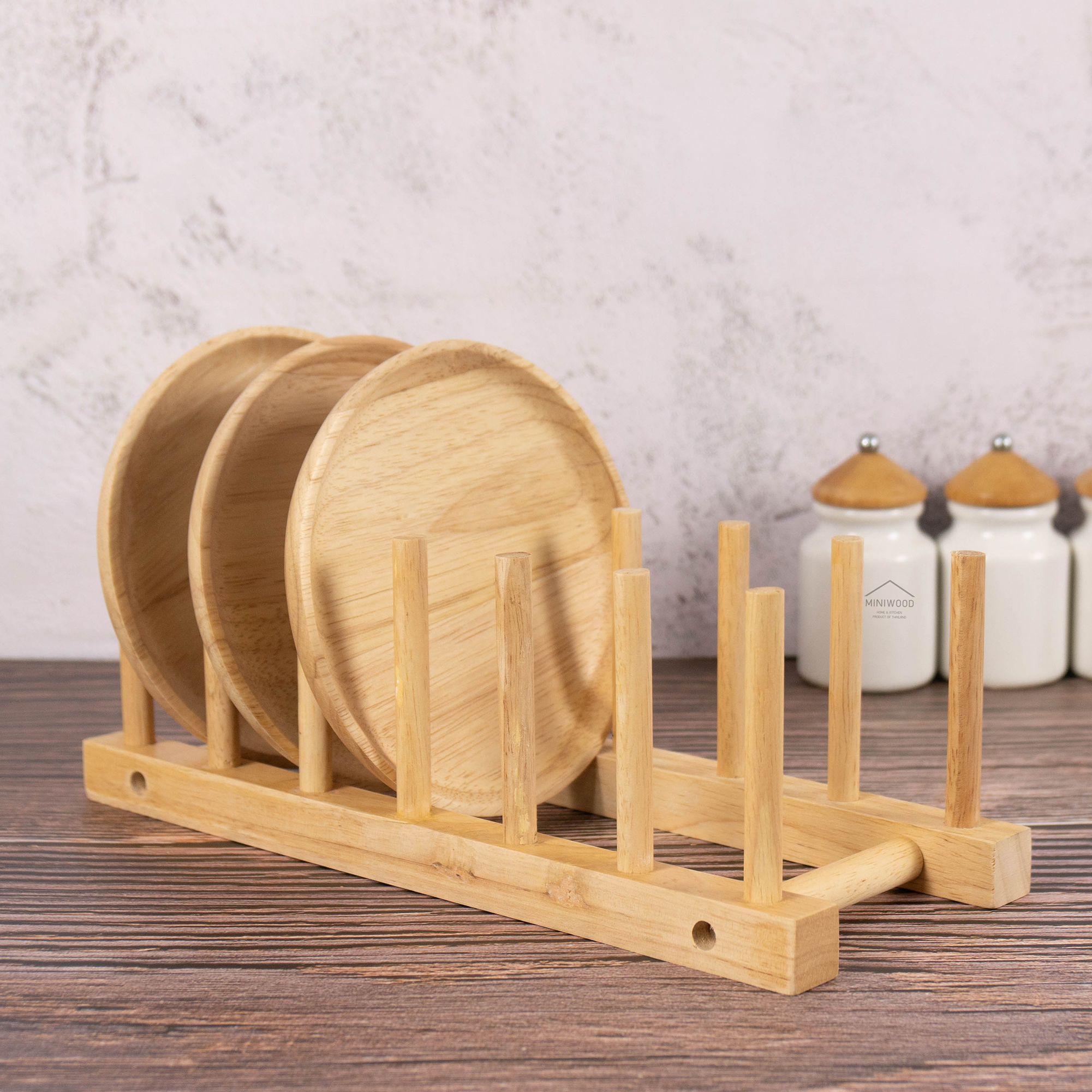 MINIWOOD ที่คว่ำจาน ที่วางจาน ไม้ยางพารา DISH RACK FOOD GRADE (ลูกค้าประกอบ)