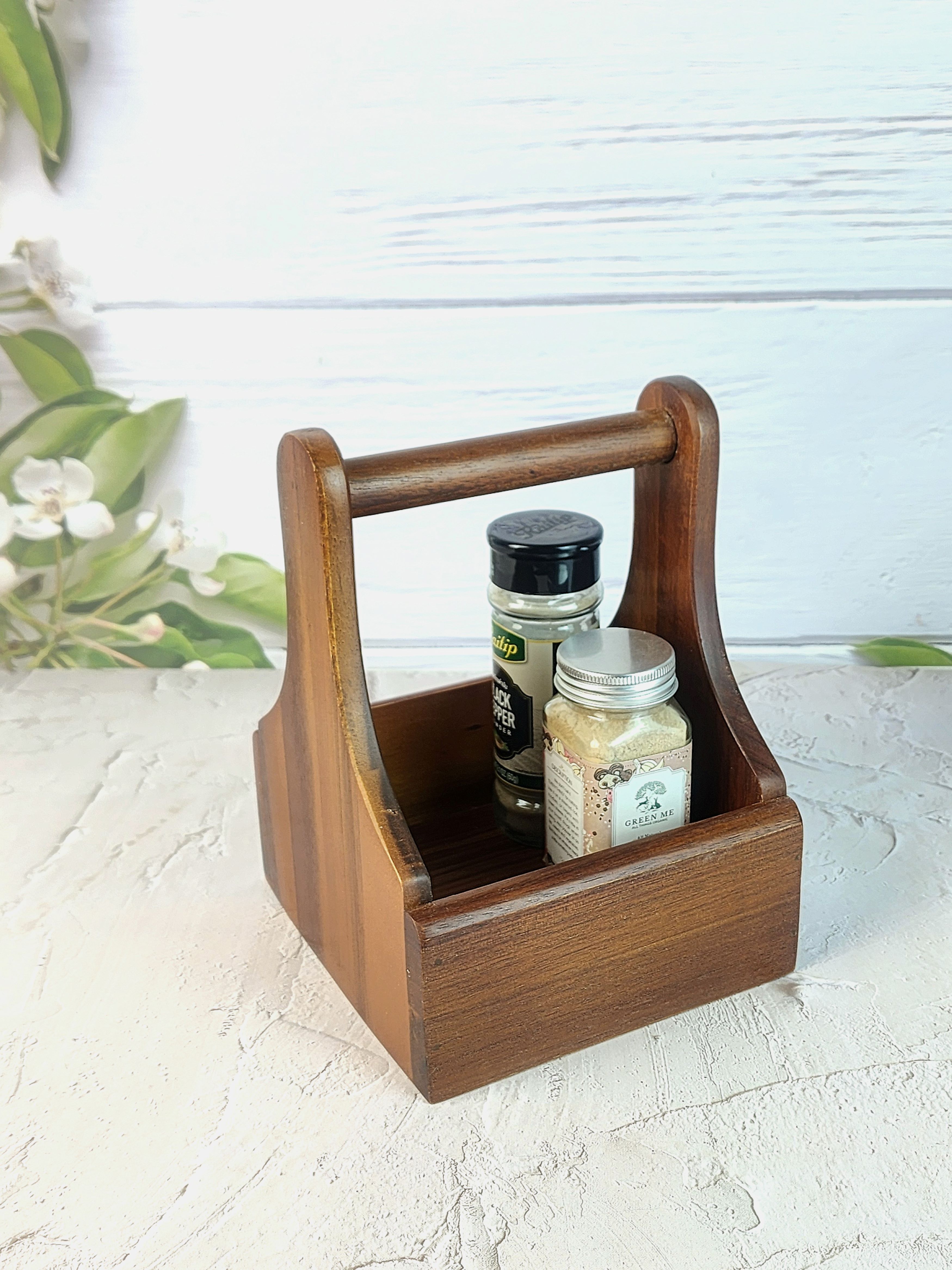 MINIWOOD ตะกร้า ทรงเตี้ย ตระกร้าไม้ ใส่เครื่องปรุง Wooden Basket