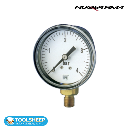เกจวัดแรงดัน NUOVA FIMA หน้าปัด 2.5 นิ้ว ขนาด 0-40 bar แบบแห้ง/ออกล่าง/ทองเหลือง NPT