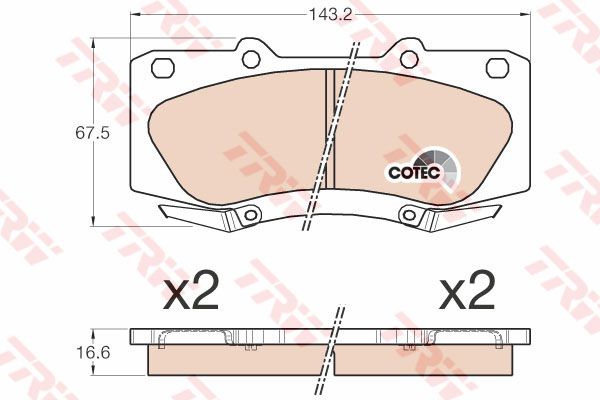 TRW ผ้าดิสเบรค UTEC (หน้า) TOYOTA HILUX REVO 4x4 ปี 2015 (ตอนเดียว)