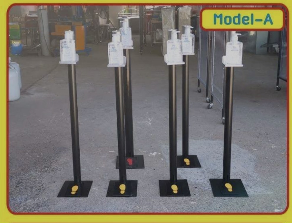 อุปกรณ์จ่ายแอลกอฮอล์แบบเท้าเหยียบ วัสดุเหล็กพ่นสีอบอย่างดี (A)