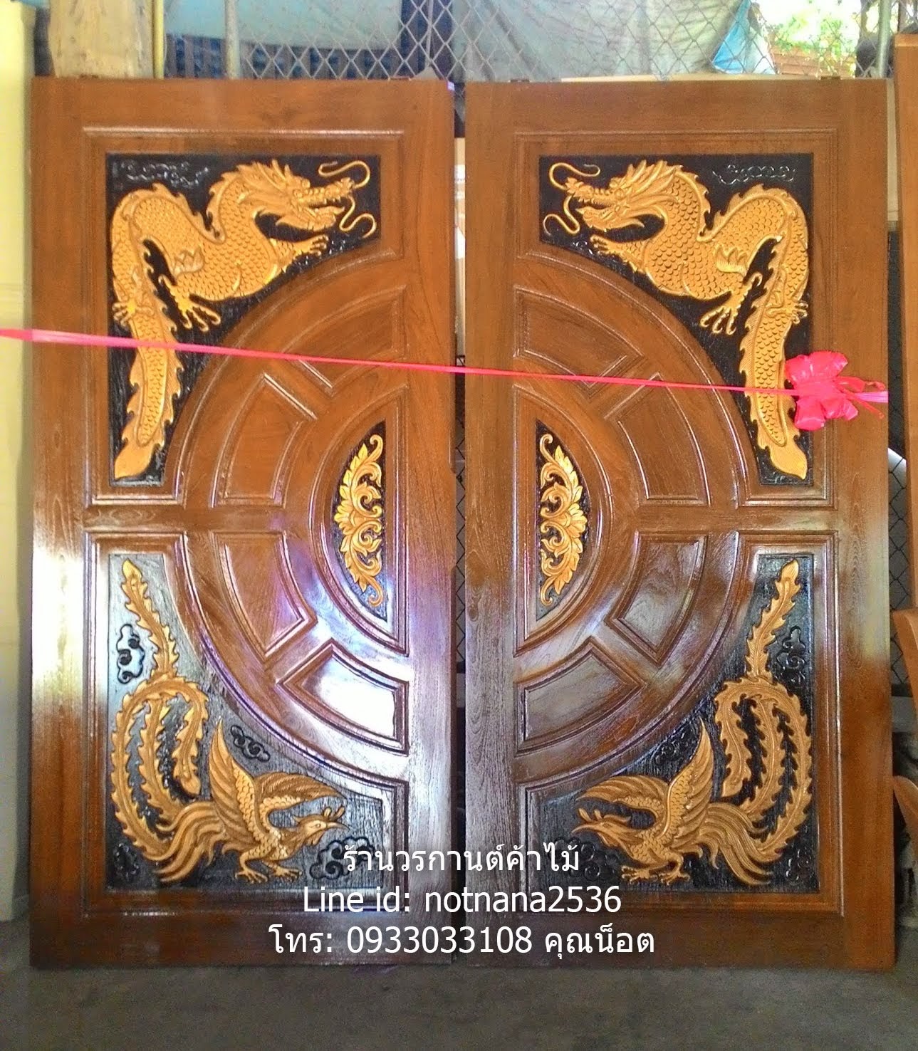 ประตูไม้สักบานคู่เกรดA,B รหัสBB448