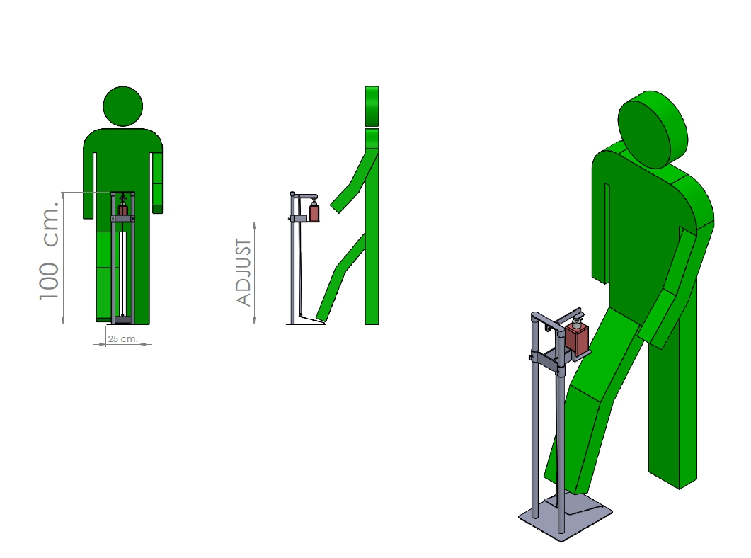 อุปกรณ์จ่ายแอลกอฮอล์แบบเท้าเหยียบ วัสดุเหล็กพ่นสีอบอย่างดี (B)