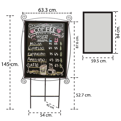 กระดานดำลายม้วน ทำด้วยเหล็กขนาดใหญ่ แบบตั้งพื้น (LL) 0609-097