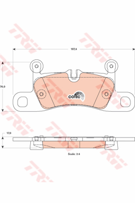 ผ้าเบรค (หลัง) Porsche Cayenne 3.0 ปี 2010 (TRW-COTEC)