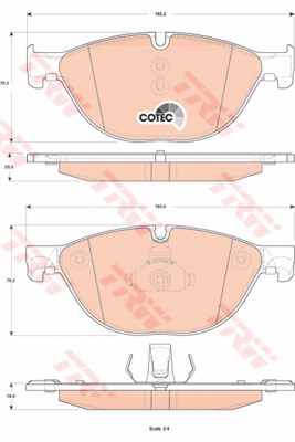 ผ้าเบรค TRW ล้อหน้า BMW Series F (F01 , F02 , F03 , F04) Series 7 Active Hybrid ปี 2010-2012 COTEC (GDB1838)