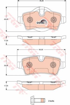 ผ้าเบรค TRW ล้อหลัง MINI Clubman R55 , R57 , R58 และ R59 COTEC (GDB1766)