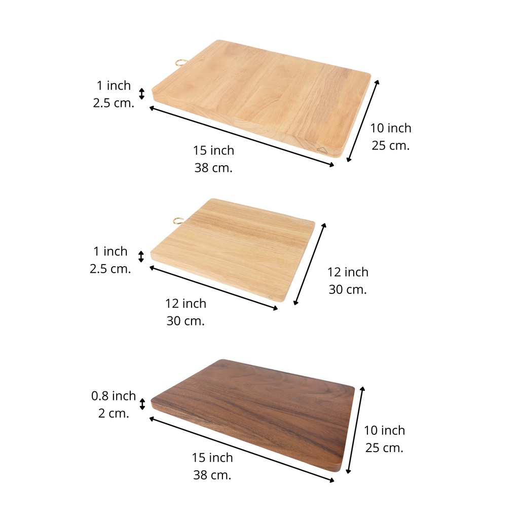 MINIWOOD เขียงไม้ ไม้จริง ขนาด 10x15", 12x12" Food Grade Wooden cutting board