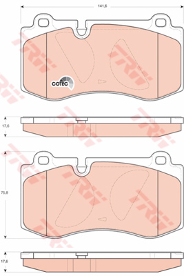ผ้าเบรค TRW ล้อหน้า BENZ S-CLASS (W221) S250 , S320 , S350 ปี 2011 on COTEC (GDB1733)