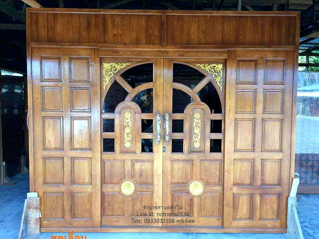 ชุดประตูไม้สักบานเลื่อนเกรดA,B รหัส621