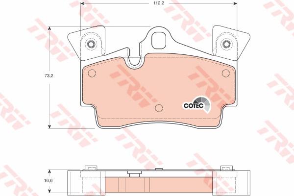 ผ้าเบรค - หลัง PORSCHE CAYENNE 955 Turbo S 3.2 ,3.6 ปี 2007-2010 / TRW-COTEC