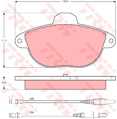 ผ้าเบรค TRW ล้อหน้า Citroen Xantia Hatchback ปี 1995-1998 COTEC (GDB1301)