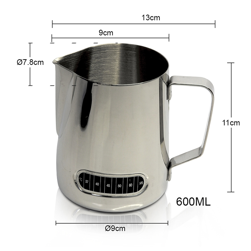 พิชเชอร์ เหยือกตีฟองนม ติดแถบวัดอุณหภูมิ 600ML 1610-678