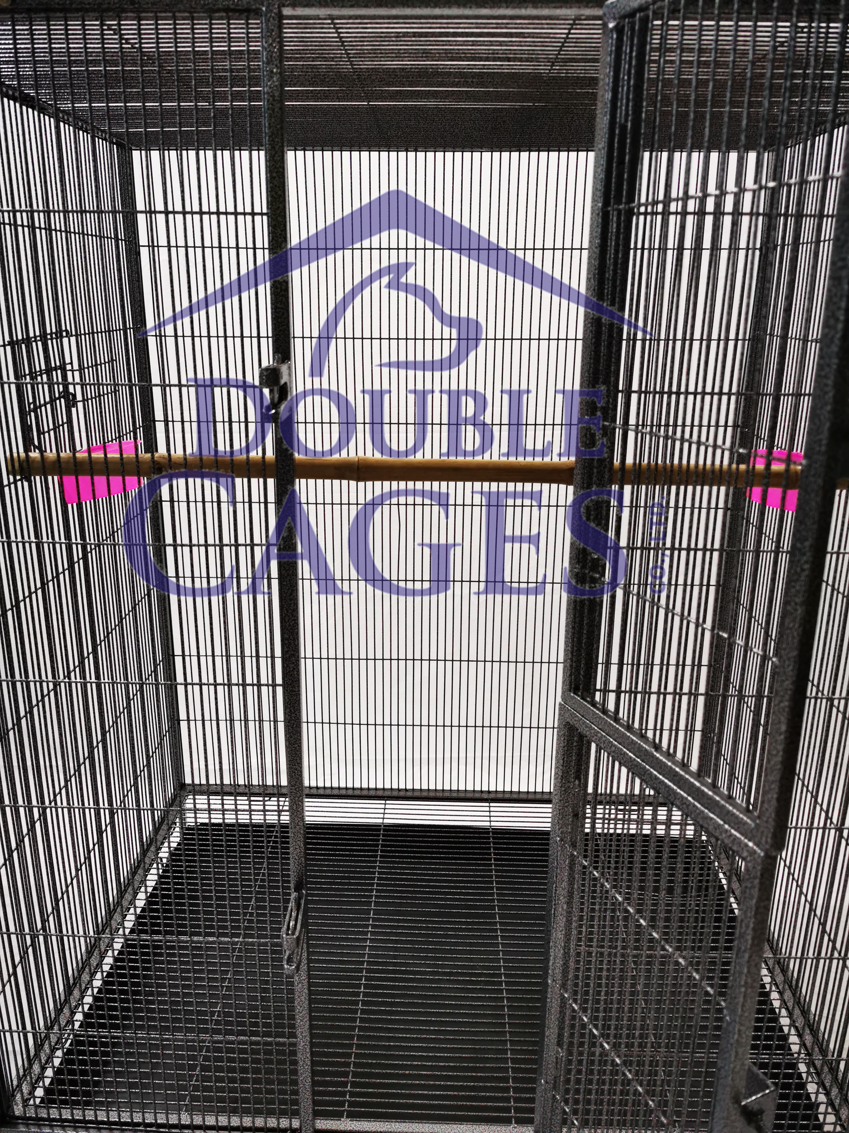 กรงนกแป็ป4หุน สีดำ และ สีระเบิด (ถาดรอง1ใบ)