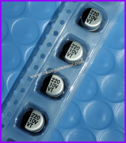C SMD 220uf 10V แพ็คละ 5 ตัว Cกระป๋อง ขนาด 6.5x6 มิล